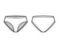 High-cut briefs technical fashion illustration with mid hips coverage and waist rise. Flat Mini-short bikini lingerie Royalty Free Stock Photo