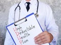 High deductible health plan HDHP is shown on the conceptual business photo