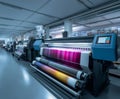 High-Definition Digital Textile Printing Machines in a Modern Production Facility Showcasing Advanced Fabric Printing Technology Royalty Free Stock Photo