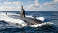 Silent Sentinel: Modern Submarine Commanding the Azure Ocean Royalty Free Stock Photo