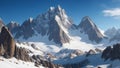 A high-definition image of a rugged mountain range with snow-capped peaks Royalty Free Stock Photo