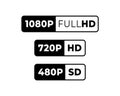high definition 480p, 720p and 1080p full hd screen resolution Royalty Free Stock Photo