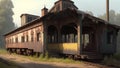 A high-definition painting of a vintage, abandoned train station