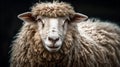 A high-definition photograph of an adorable sheep. Generative AI