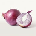 Vibrant Red Onion And Half Onion On White Background Royalty Free Stock Photo