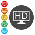 High definition television symbol, HDTV icons set Royalty Free Stock Photo