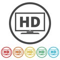 High definition television symbol, HDTV icons set Royalty Free Stock Photo