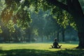 Woman Meditating in a Sunny Park Royalty Free Stock Photo