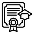 High degree diploma icon, outline style