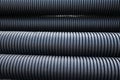 high-density corrugated double-layer polyethylene pipe for sewerage and drainage. Royalty Free Stock Photo