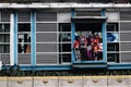 The high density of Jakarta Trans users who are waiting for the bus at Jalan Jenderal Sudirman bus stop