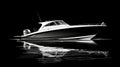 High Detail Black And White Boat Vector Illustration