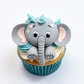 High Detail Elephant Frosted Cupcake With Childlike Charm