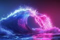 High Detail Image of Big Neon Wave Backgroundhigh Detail, 8K Royalty Free Stock Photo