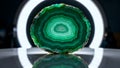High-Detail Malachite Slice with Reflective Surface - Gemstone Study: Malachite Bands Under Soft Lighting Royalty Free Stock Photo