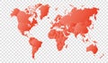 High detail red political world map with country borders. vector illustration of earth map on transparent background Royalty Free Stock Photo