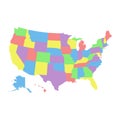High detail USA map with different colors for each country. United States of America map. america usa federal states map