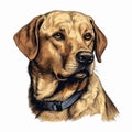 High Detail Yellow Labrador Dog Drawing Illustration For Dog Lovers