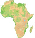 High detailed Africa physical map.