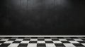 High Detailed Black And White Checkered Floor For Stylish Study Room
