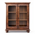 High Detailed Brown Wooden Cabinet With Glass Doors Royalty Free Stock Photo