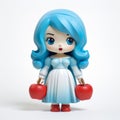 Cartoonish Blue Girl Doll With Red Hearts And Blue Wig