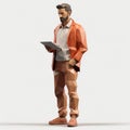 3d Man Model Standing With Tablet - Tran Nguyen Style