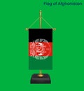 High detailed flag of Afghanistan. National Afghanistan flag. Green background. 3D illustration