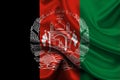 High detailed flag of Afghanistan. National Afghanistan flag. Green background. 3D illustration