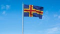 High detailed flag of Aland. National Aland flag. 3D illustration