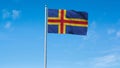 High detailed flag of Aland. National Aland flag. 3D illustration