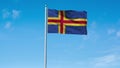 High detailed flag of Aland. National Aland flag. 3D Render