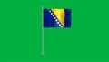 High detailed flag of Bosnia and Herzegovina. National Bosnia and Herzegovina flag. Europe. 3D Render. Green Background Royalty Free Stock Photo