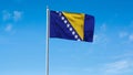 High detailed flag of Bosnia and Herzegovina. National Bosnia and Herzegovina flag. Europe. 3D Render. Sky Background Royalty Free Stock Photo