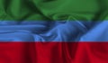 High detailed flag of Dagestan. National Dagestan flag. 3D illustration