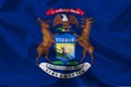 High detailed flag of Michigan. Michigan state flag, National Michigan flag. Flag of state Michigan. USA. America Royalty Free Stock Photo