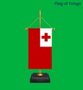 High detailed flag of Tonga. National Tonga flag. Oceania. 3D illustration