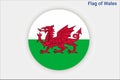 High detailed flag of Wales. National Wales flag. Europe. 3D illustration