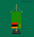 High detailed flag of Zambia. National Zambia flag. Africa. 3D illustration