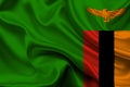 High detailed flag of Zambia. National Zambia flag. Africa. 3D illustration Royalty Free Stock Photo