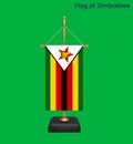 High detailed flag of Zimbabwe. National Zimbabwe flag. Africa. 3D illustration