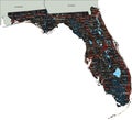 Detailed Florida road map with labeling.