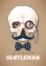 High detailed skull with moustache and monocle