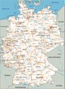 High detailed Germany road map with labeling. White.