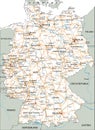 High detailed Germany road map with labeling. White.