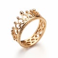 High-detailed Gold Diamond Crown Ring With Flowing Lines Royalty Free Stock Photo