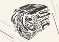 Vector high detailed illustration of abstract engine