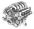 Vector high detailed illustration of abstract engine