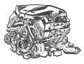 Vector high detailed illustration of abstract engine