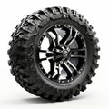 High Detailed 5 Inch Black Off Road Tires Mounted On Wheel